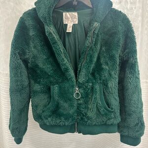 Green Fuzzy Kids Jacket